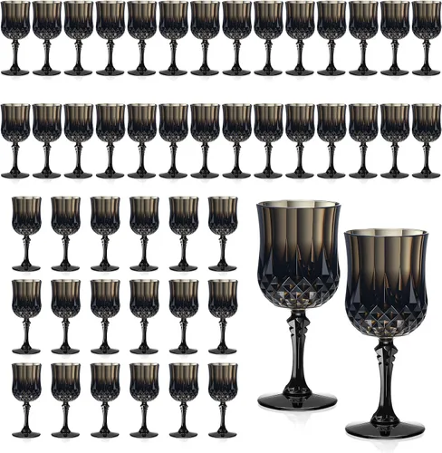 Vista 24 de XUWAIDSGN 16 Piezas Copas de Vino Vintage de Plástico de 7oz Vasos para Beber Irrompibles Cristalería para Bodas Copas de Agua de Cristal