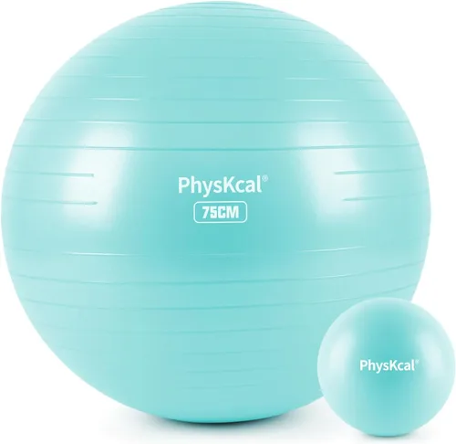 Vista 25 de PhysKcal Pelota de yoga para ejercicio, set de pilates, pelota de fitness de 4 tamaños para entrenamiento, parto, embarazo, terapia física - Bomba