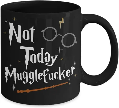 Vista 2 de Taza de café de cerámica con texto en inglés "Not Today Mugglefucker" para hombres y mujeres