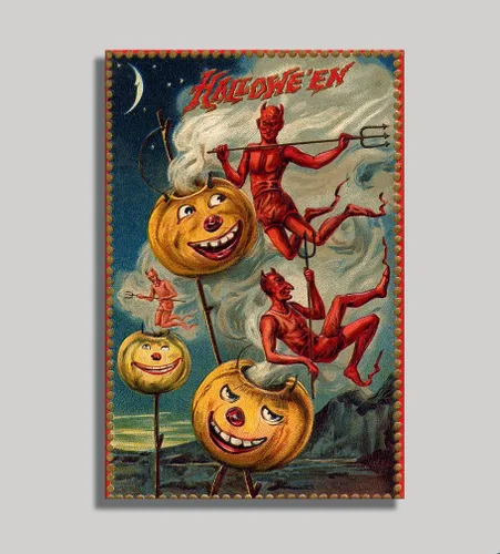 Vista 28 de Wewejia -Lienzo de Halloween pintura de pared de máscara de Halloween rojo/azul fantasma imagen póster impresiones de Halloween arte de pared