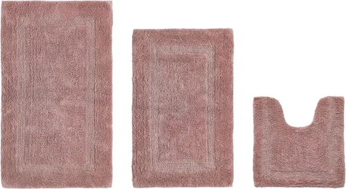 Vista 405 de Better Trends - Juego de 2 alfombras de baño 100% algodón, extra suaves, con borlas, de 17" x 24", alfombra de baño superabsorbente y reversible