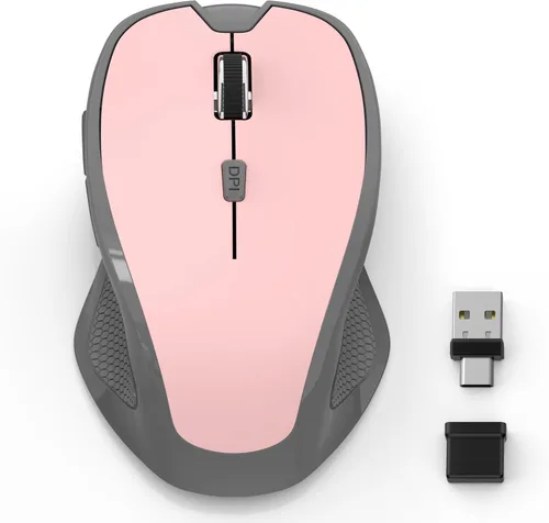 Vista 9 de Ratón inalámbrico Bluetooth para MacBook, laptop, iPad Air/Pro, mouse óptico silencioso recargable con Jiggler, modo dual Bluetooth 5.2/3.0 y 2.4G