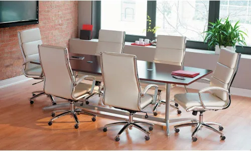 Vista 17 de Alera, Red Neratoli Series Highback silla giratoria/inclinable, cuero suave, marco cromado, respaldo alto Blanco