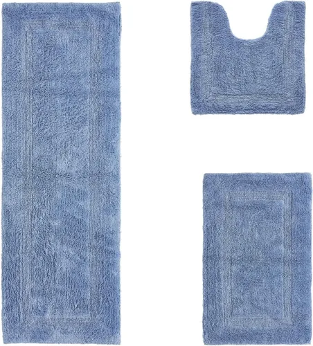 Vista 246 de Better Trends - Juego de 2 alfombras de baño 100% algodón, extra suaves, con borlas, de 17" x 24", alfombra de baño superabsorbente y reversible