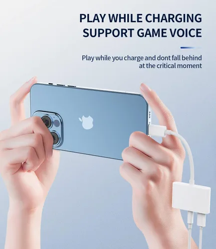 Vista 6 de Divisor auxiliar para iPhone 3 en 1 (paquete de 2) adaptador de conector de auriculares dual Lightning a conector de auriculares de 0.138 in