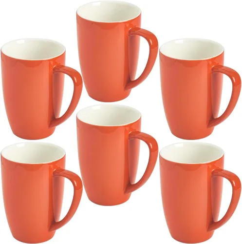 Vista 12 de homEdge Juego de tazas de porcelana, taza de 16 onzas para té, latte, moca, chocolate caliente, juego de 6, colores surtidos