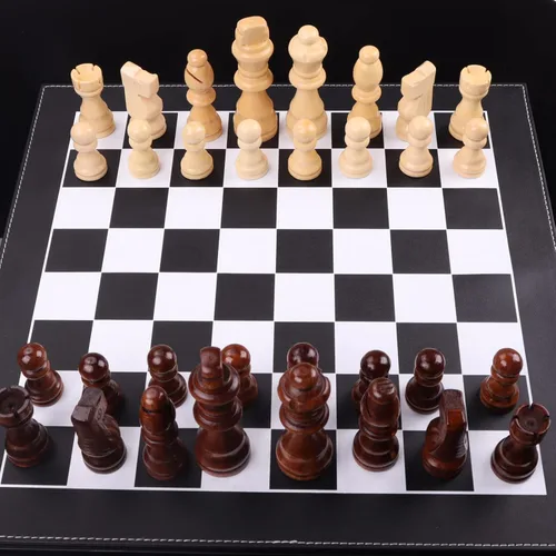 Vista 5 de ziphia Piezas de ajedrez de madera solamente, 32 piezas estándar de ajedrez de madera de Staunton Tournamen - 3.05 pulgadas King / bolsa