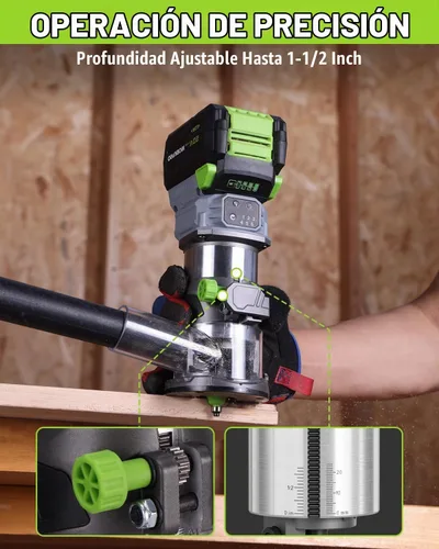 Vista 7 de WORKPRO Herramienta de perfilado compacta inalámbrica de 20 V, perfiladora de madera con 6 velocidades variables de hasta 30,000 RPM para biselado