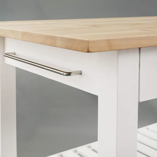 Vista 9 de Casual Home Isla de cocina de madera maciza, tapa de arce natural, base blanca (nueva) 40*20*36.5inch