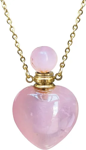 Vista 7 de Perfume Bottle Necklace Heart Shape, Amethyst Necklace Healing Crystal for Women, Essential Oil Diffuser Bottle Necklace Jewelry for Liquid
