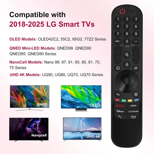 Vista 5 de Reemplazo remoto para TV LG, para todos los LG Magic 2019-2025 para televisores inteligentes con función de voz y puntero