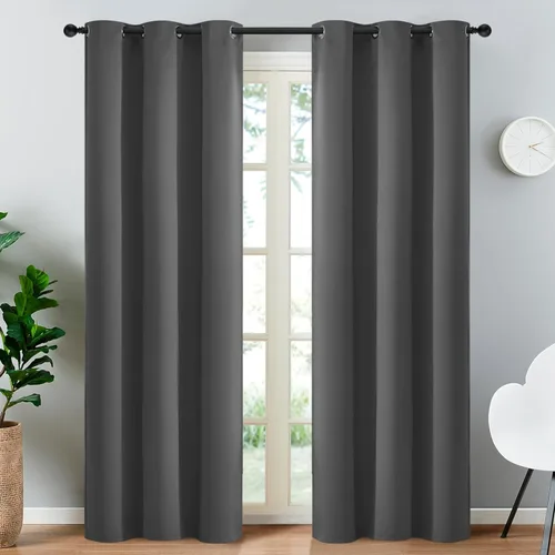 Vista 27 de Yakamok Cortinas opacas para dormitorio, aislamiento térmico, cortinas de oscurecimiento de habitación para sala de estar, juego de 2 paneles