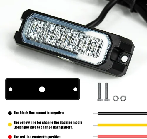 Vista 5 de Purishion - Luz estroboscópica con 4 luces LED color ámbar, impermeable, para barra de precaución, 10 patrones intermitentes, apto para automóvil
