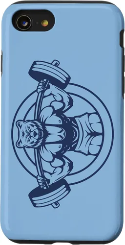 Vista 18 de iPhone 16 Bear Barbell diseño para culturistas caso de culturismo