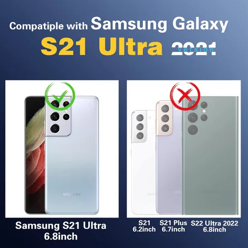 Vista 2 de Oterkin Funda para S21 Ultra 5G, Samsung Galaxy S21 Ultra con [2 protectores de lente de 9H] [Soporte de anillo ajustable] Funda resistente a prueba