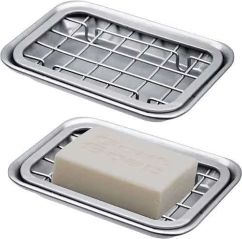 Vista 10 de SheeChung Jabonera para baño y cocina, bandeja para jabón de acero Negro