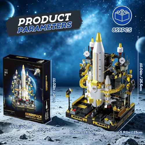 Vista 5 de Kit de construcción de cohetes espaciales, juguete de transbordador espacial 8-12, juego de bloques de construcción de juguete espacial STEM