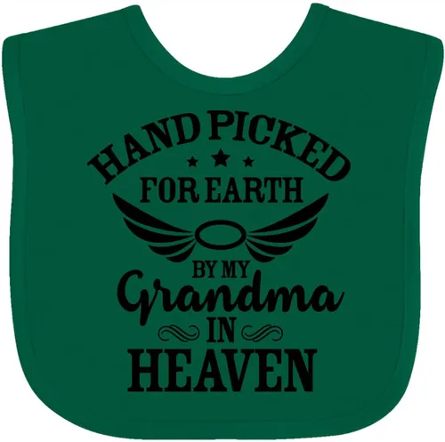 Vista 23 de inktastic Handpicked for Earth By My Grandma in Heaven Angel Wings Baby Bib