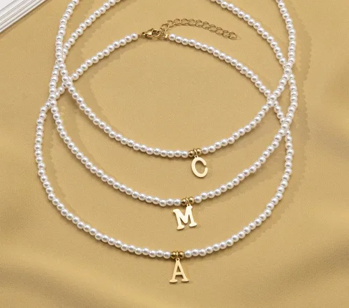 Vista 4 de Pearl Initial Gifts Necklace for Girls Gold Pendant With Extension Chain Meaningful Jewelry Gifts for Women