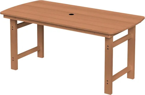 Vista 42 de Mesa de comedor rectangular para exteriores, mesa de polietileno de alta densidad resistente para 6, mesa de patio resistente a la intemperie