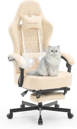 Vista 18 de Silla de escritorio para juegos para computadora, silla de oficina ergonómica de respaldo alto con reposapiés y soporte lumbar, sillas giratorias
