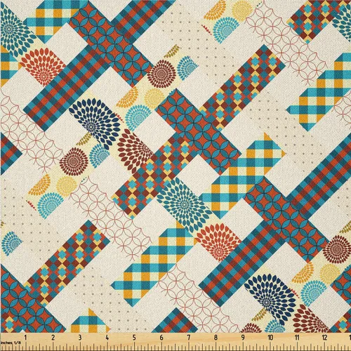 Vista 15 de Ambesonne The Yard, tela de cachemira de The Yard, diseño vintage de motivos botánicos orientales, flores, vibraciones psicodélicas, arte, tela