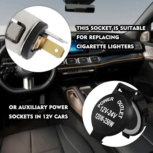 Vista 5 de Enchufe para encendedor de cigarrillos, adaptador de encendedor de cigarrillos de automóvil DC 12V/24V con cable de extensión, reemplazo de enchufe