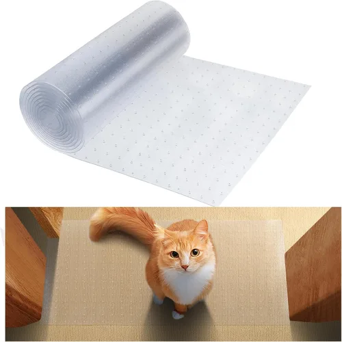 Vista 8 de Protector de alfombra de 8.2 pies (L) para mascotas - Protector de alfombra antideslizante para gatos, tapón resistente a los arañazos