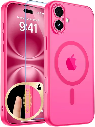 Vista 228 de zapica Funda magnética para iPhone Air, con protector de pantalla de vidrio templado, compatible con MagSafe, translúcida mate, a prueba de golpes