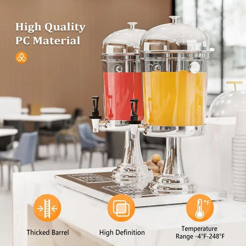 Vista 4 de ROVSUN Dispensador de bebidas de 4.4 galones/16.6L para fiestas, dispensador de bebidas con soporte, dispensador de bebidas de acero inoxidable