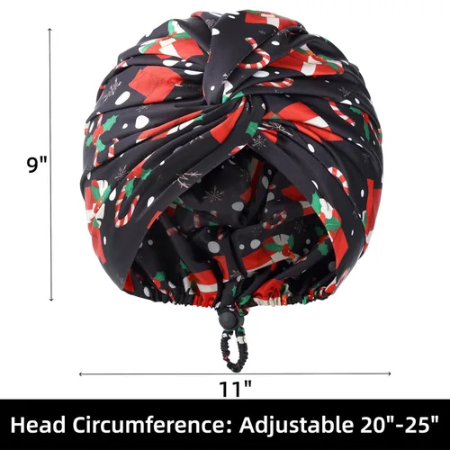 Vista 113 de Gorro de satén de seda ajustable para envolver el cabello para dormir, gorro de dormir de doble capa, turbante nocturno para cabello largo y rizado