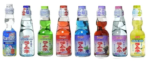 Vista 5 de RAMUNE - Refresco japonés variedad, paquete de 8, 6.76 onzas líquidas cada uno (arándano, uva, naranja, lichi (2 de cada uno))