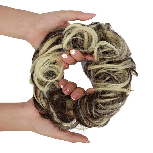 Vista 22 de OMGREAT Extensiones de cabello de moño desordenado, rizado, ondulado, recogido, sintético, para coleta, accesorios para el cabello para mujeres