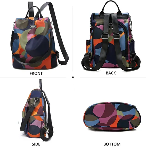 Vista 8 de Mochila para mujer, antirrobo, bolsa de viaje convertible, mochila de moda, casual, impermeable, para senderismo, M