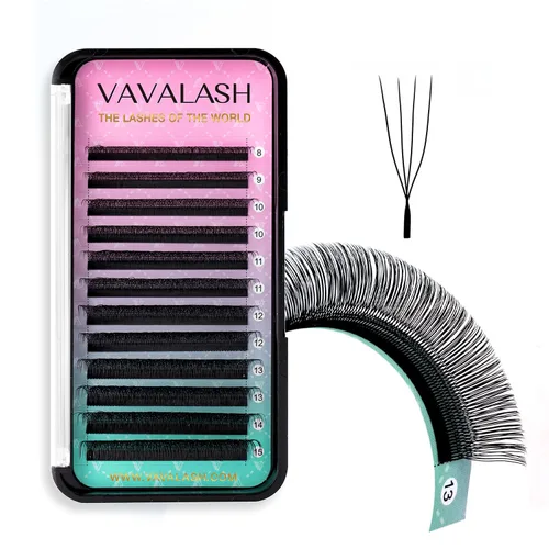 Vista 9 de VAVALASH Extensiones de pestañas en Y, rizo C, 0.002 in, 0.315-0.591 in, bandeja mixta, volumen 4D, extensiones de pestañas tipo YY, extensiones