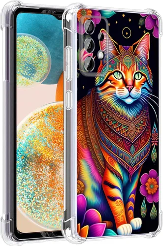 Vista 45 de Funda para Galaxy A23 5G, diseño de flores de mariposa azul, protección contra caídas, a prueba de golpes, carcasa protectora de cuerpo completo