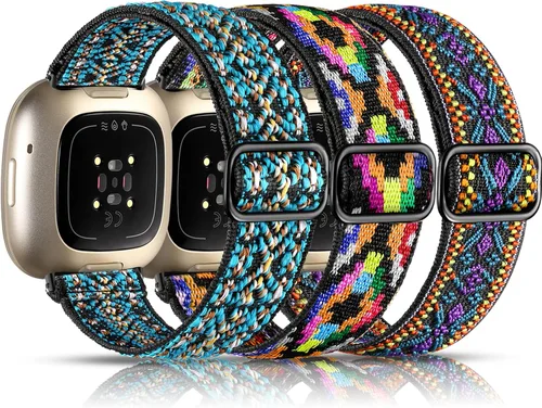 Vista 18 de Maledan Bandas Compatibles con Correas de Reloj Fitbit Versa 3/4 y Sense/Sense 2, Pulseras Deportivas de Tela Elástica Ajustable para Hombres