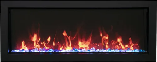 Vista 3 de Amantii Panorama - Chimenea eléctrica para interiores y exteriores, extra delgada, integrada (BI-60-XTRASLIM), 60 pulgadas