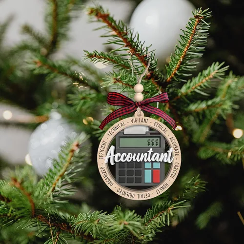 Vista 4 de MAPDTWO Adorno de Navidad de Contador - Regalos de Contabilidad para Mujeres, Hombres, Personal de Oficina, Empleados - Adornos de Navidad