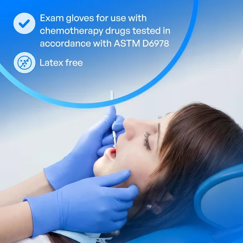 Vista 4 de TRONEX Chemo-Rated Fingertip-Textured Blue Nitrile Exam Gloves, Blue Medical Nitrile Gloves