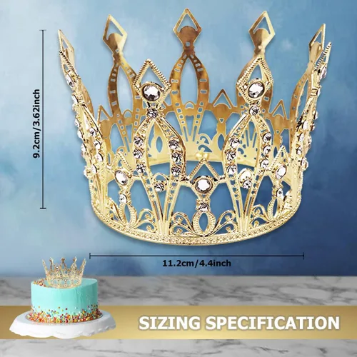 Vista 2 de DOERDO - Corona para pastel de diamantes de imitación hecha a mano, tiara para decoración de tartas, postres para bodas, cumpleaños, suministros