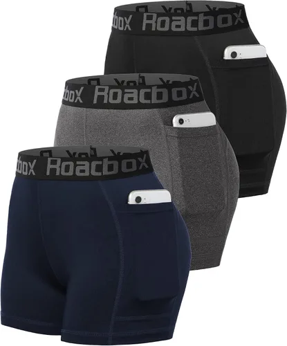 Vista 12 de Roadbox - Pantalones cortos de voleibol de spandex para mujer de 3 pulgadas con bolsillo/sin bolsillo, paquete de 2/3 unidades de pantalones cortos