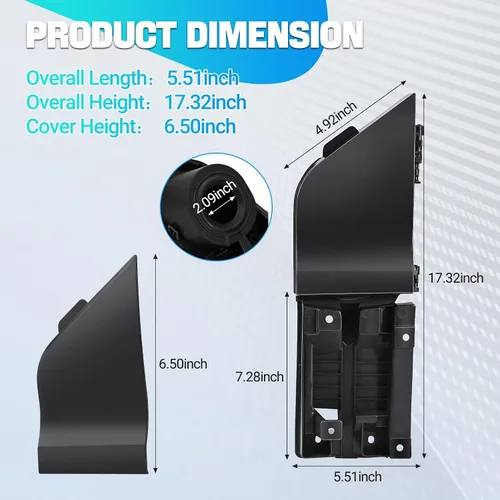Vista 2 de Carcasa de bisagra de bolsillo para puerta de llenado de combustible + cubierta negra compatible con Ford Transit Vans 150 250 350 HD 2015-2023