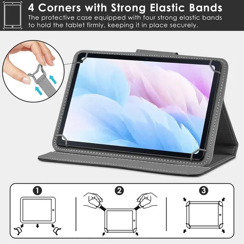 Vista 3 de DETUOSI Funda universal para tableta de 7.0 pulgadas, funda para tableta Android de 7 pulgadas, funda protectora portátil de viaje de piel sintética