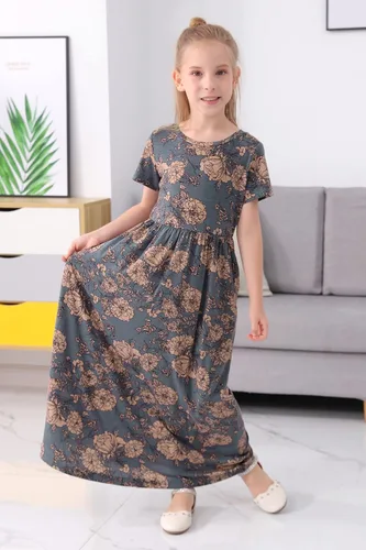 Vista 5 de GORLYA Vestido largo de manga corta con estampado floral para niña de 4 a 12 años