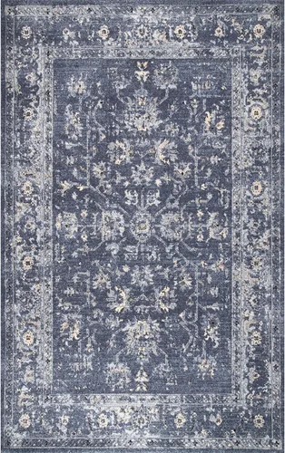 Vista 6 de nuLOOM Alfombra vintage Florid Emma, 4 x 6, azul