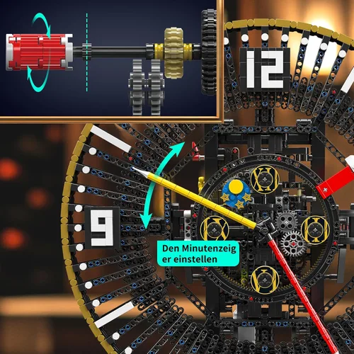 Vista 3 de Mould King 10160 Mechanic Grand Clock - Juego de construcción de 3675 piezas, modelo de reloj de ladrillo motorizado, control de aplicación
