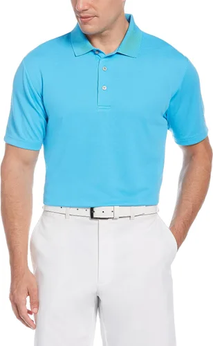 Vista 24 de PGA Tour Men's Airflux Solid Mesh Short Sleeve Classic Golf Polo Shirt Asfalto