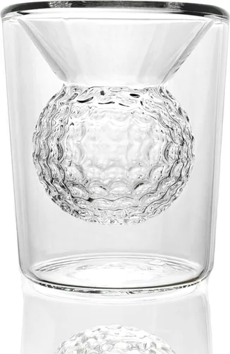 Vista 9 de Juego de vasos de chupito Quantum Lux con forma de bola de golf - 2 oz de vidrio borosilicato de doble pared, diseño de bola de golf hecho a mano