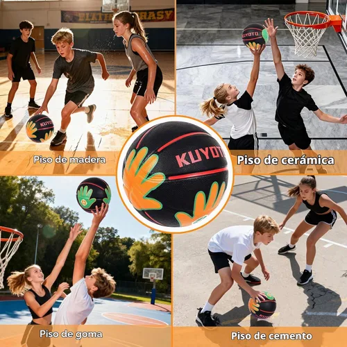 Vista 4 de KUYOTQ Size 5/6 Basketball 27.5"/28.5" for Kids Youth Womens with Visual Hand Print Guide, for Shooting Practice, Correct Shooting Form and Improve